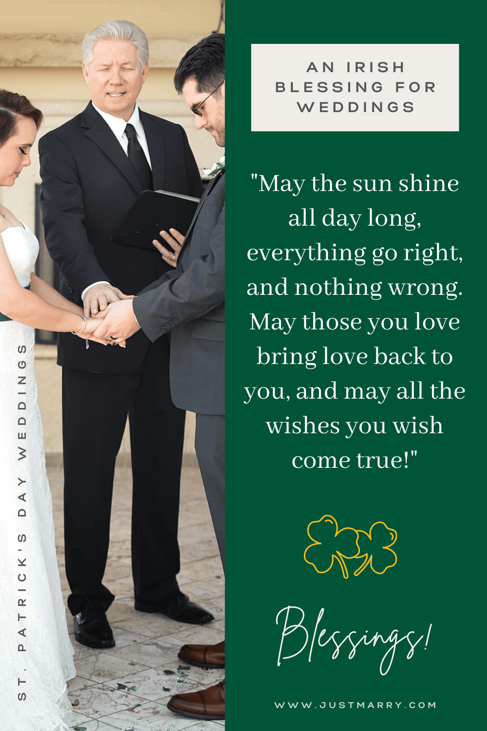 St. Patricks Day Wedding - Just Marry Weddings - Irish Blessing