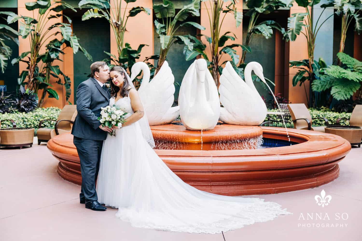 Disney Micro Wedding - Just Marry Weddings - Anna So Photography - Swan Fountain