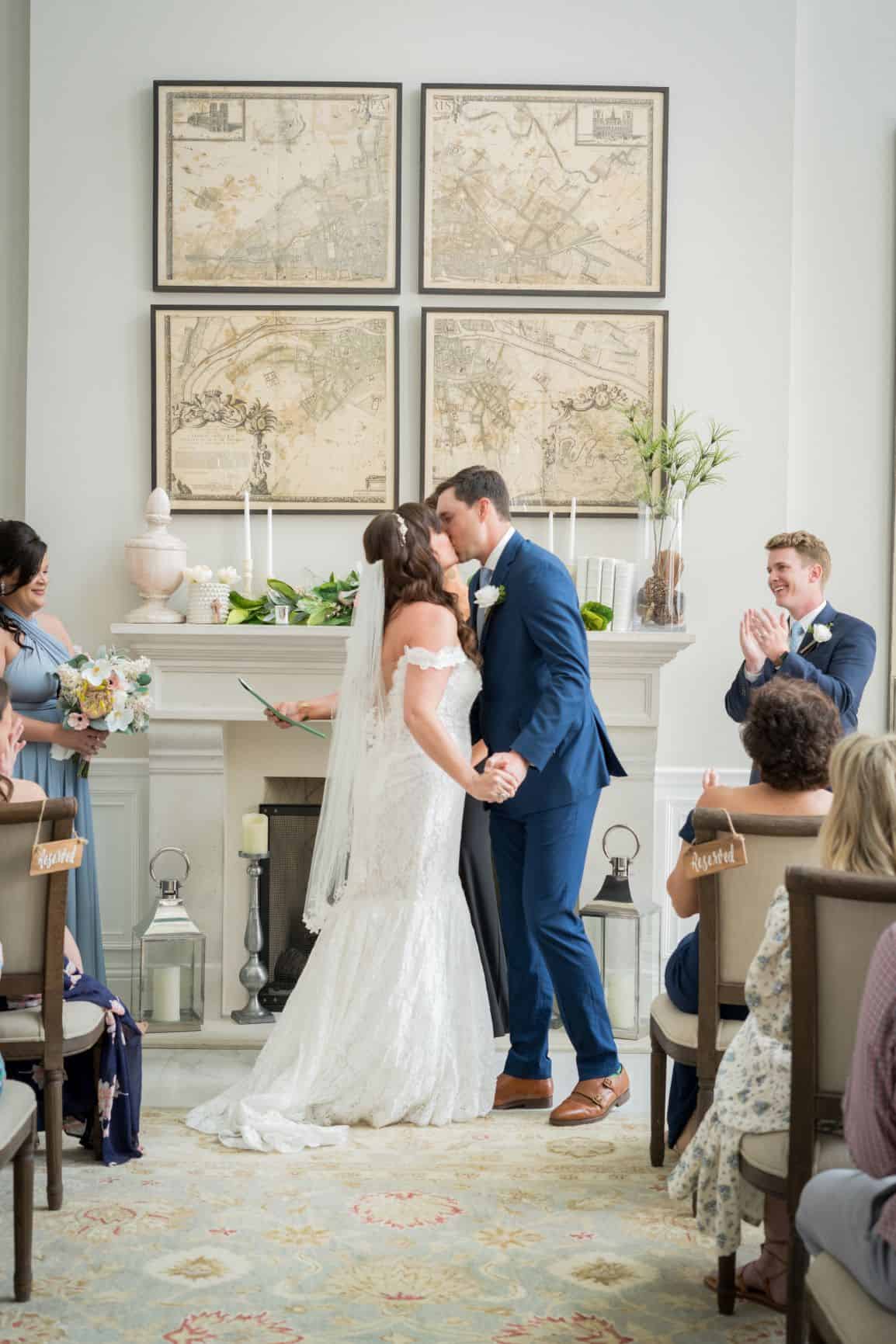 Mansion Wedding - Just Marry Weddings - PB&J Studios - Reunion Mansions - First Kiss