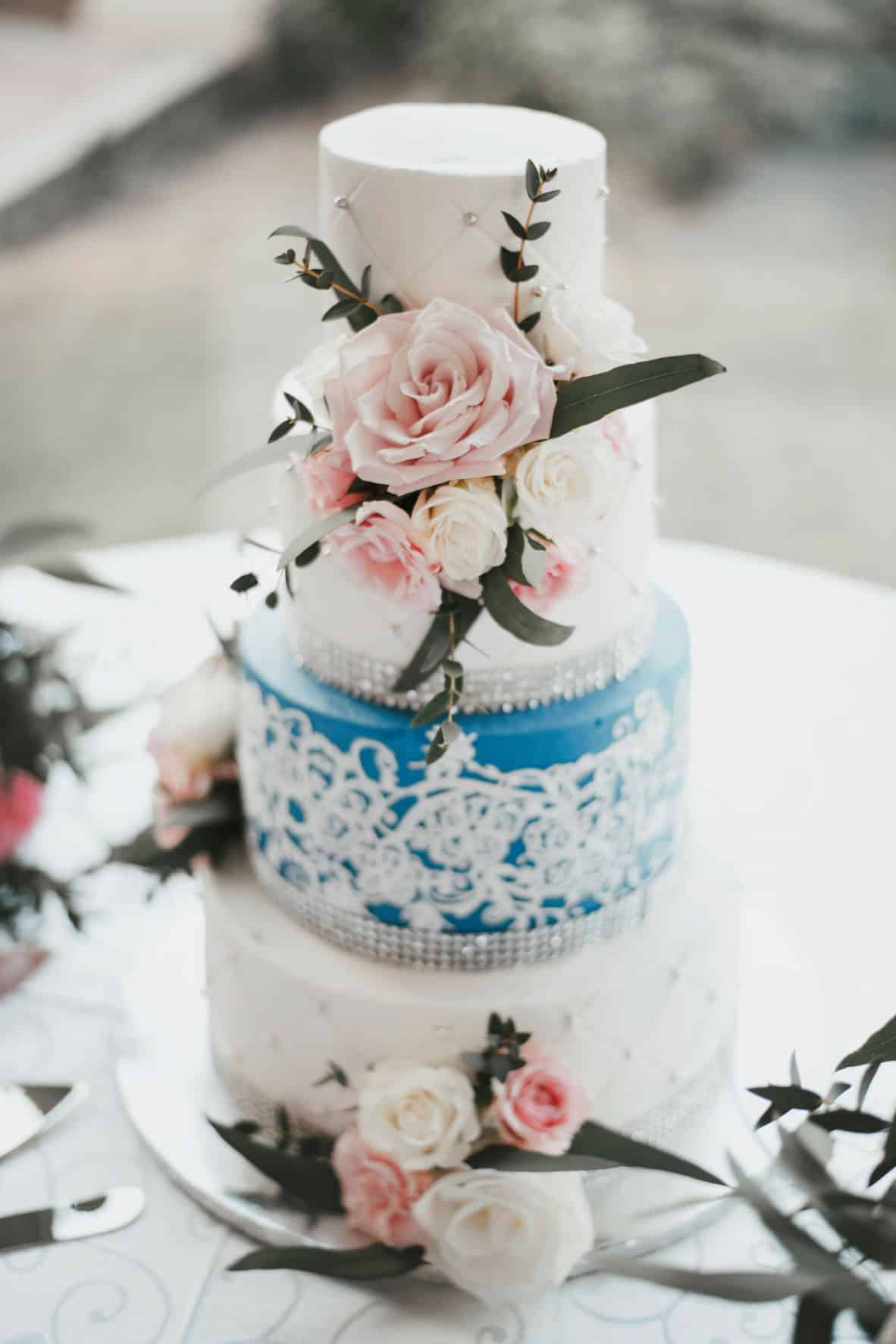 Blush and Blue Wedding - Just Marry Weddings - Brittany Wolford Photography - Wedding Cake