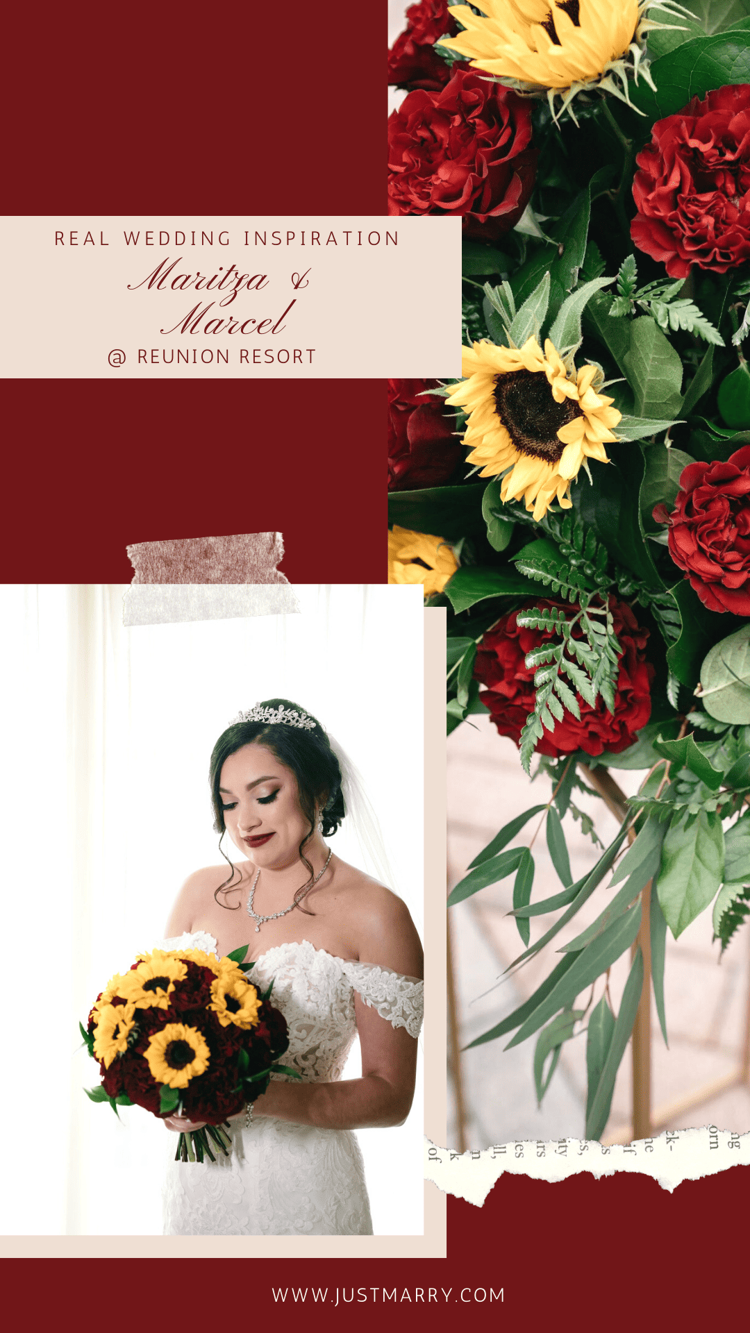 Beautiful Burgundy and Gold Wedding | Maritza and Marcel at Reunion Resort  - Just Marry!