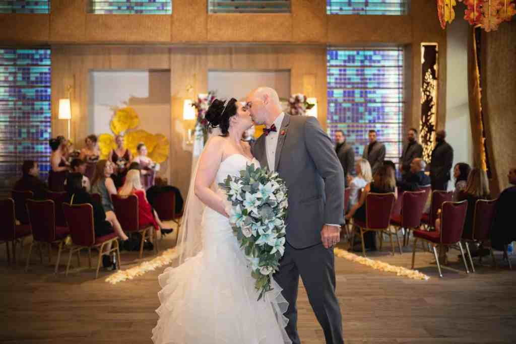 Nerdy Wedding - Just Marry Weddings - Nova Imagery - Newlyweds Kissing