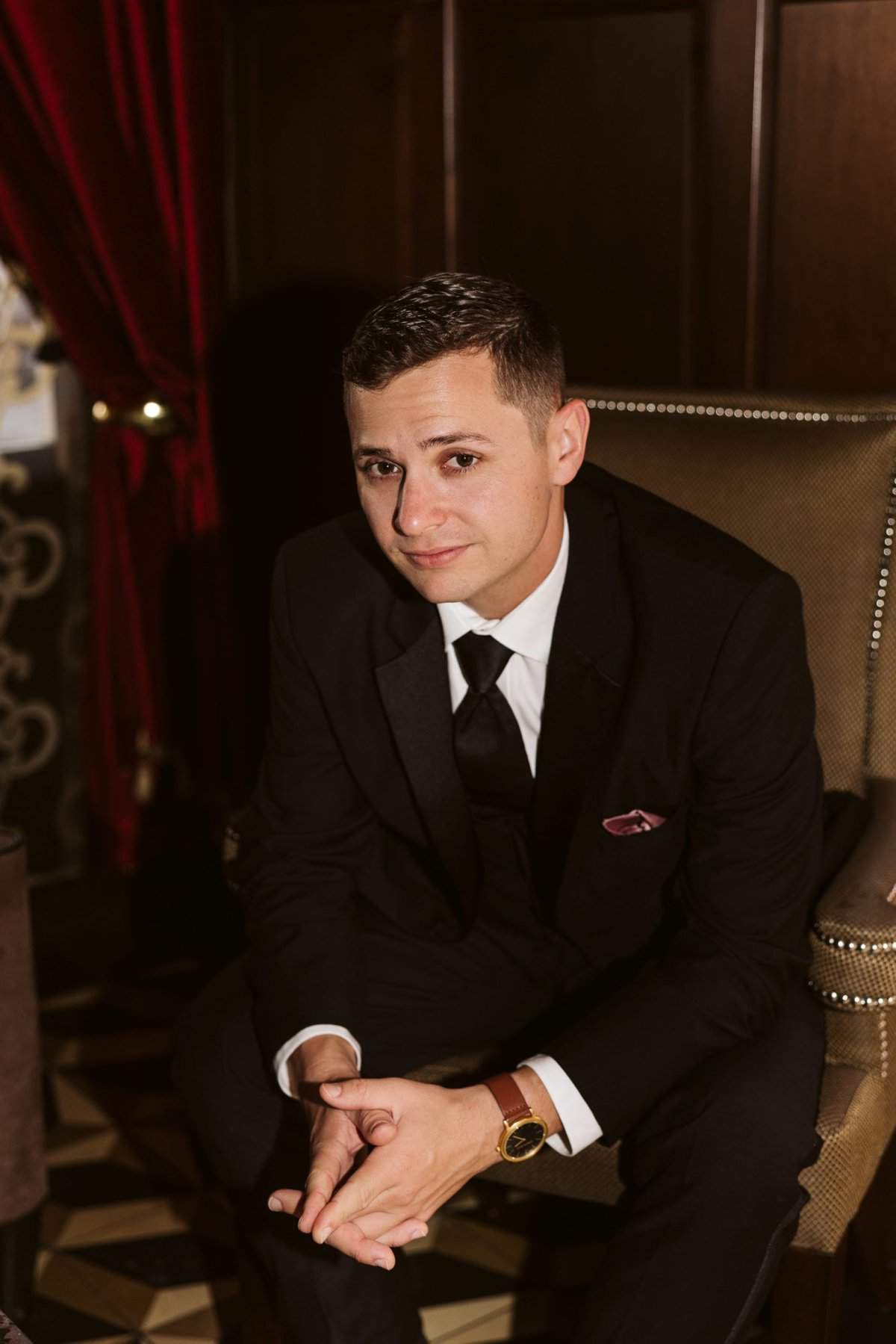 Blush and Gold Wedding - Just Marry Weddings - Cona Studios - Groom