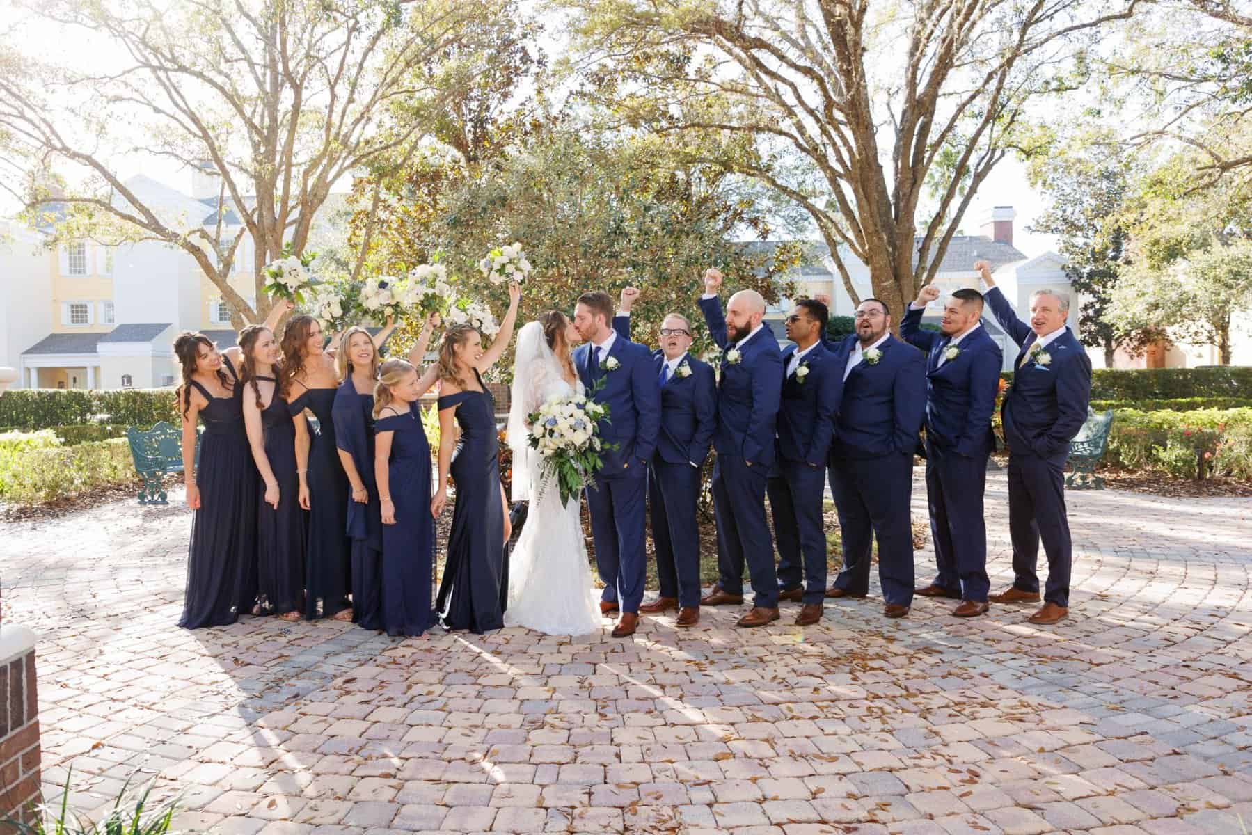 Bride, groom, and their wedding party