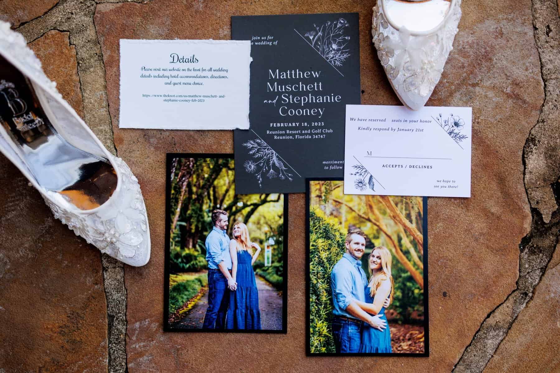 Wedding stationery flat lay