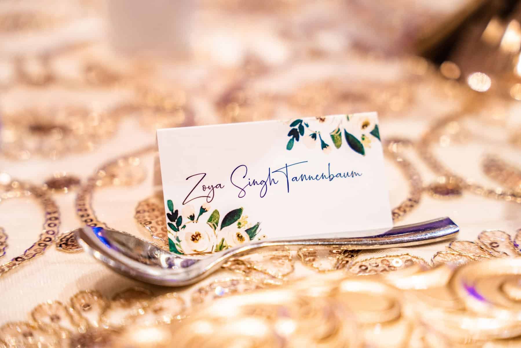 Wedding place card with floral