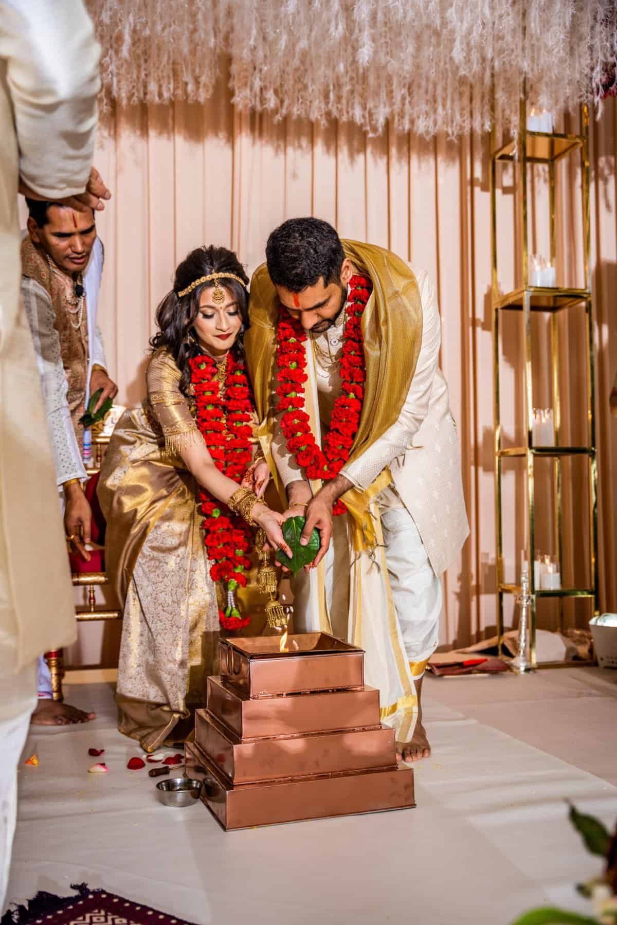 Indian wedding ceremony bride and groom