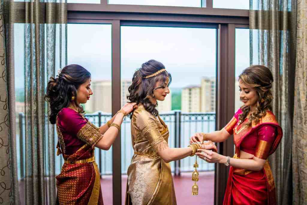 Indian bride getting ready