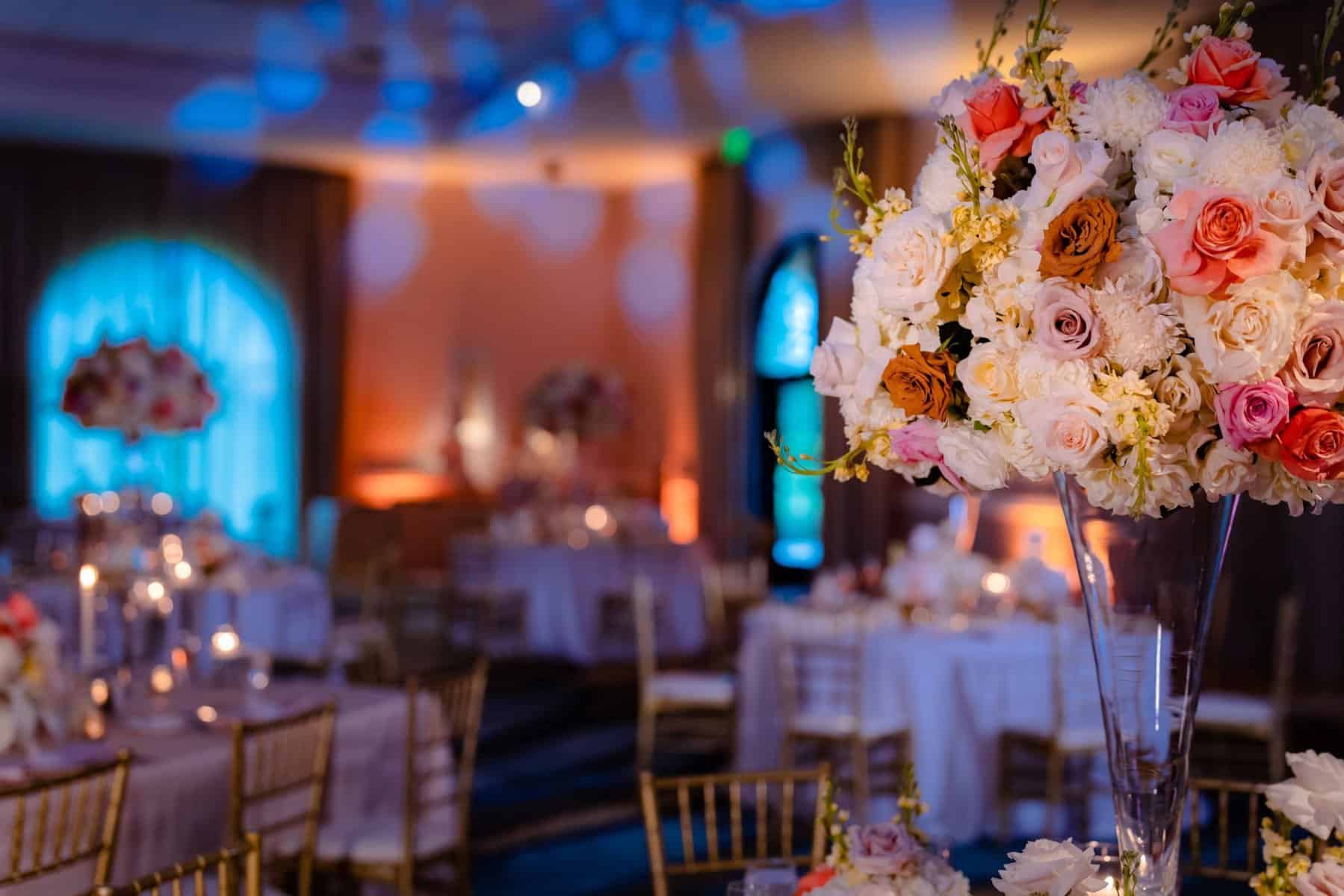 Indoor ballroom wedding reception