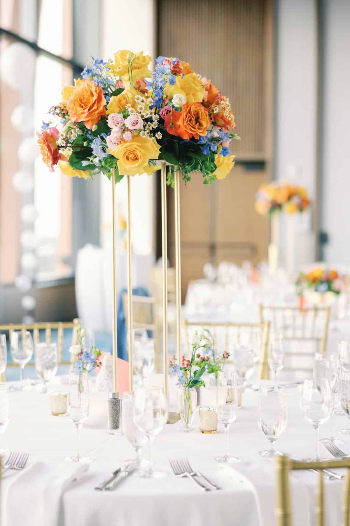 Summer reception decor - Reception at the WDW Swan Reserve Vue Ballroom