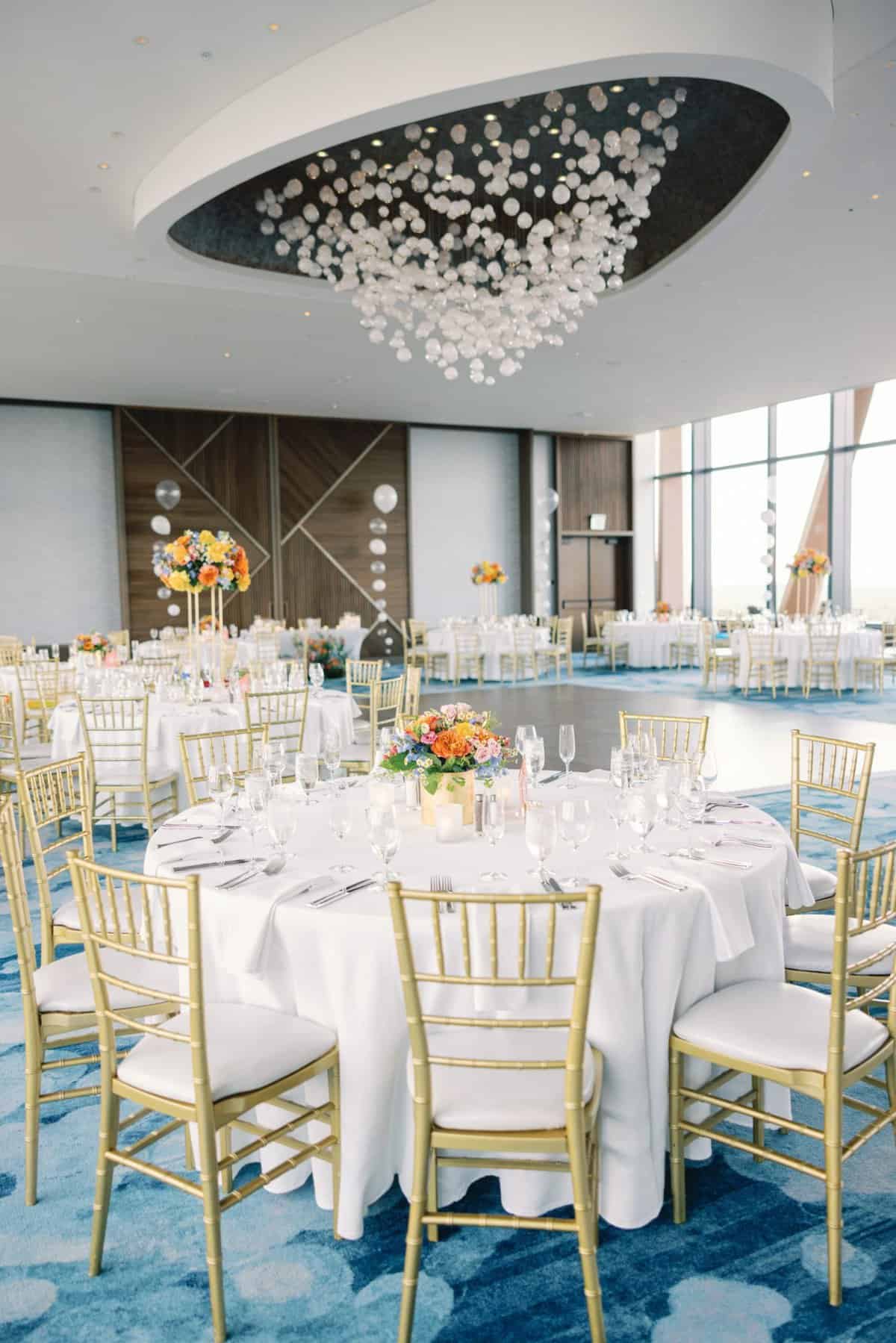 Summer reception decor - Reception at the WDW Swan Reserve Vue Ballroom