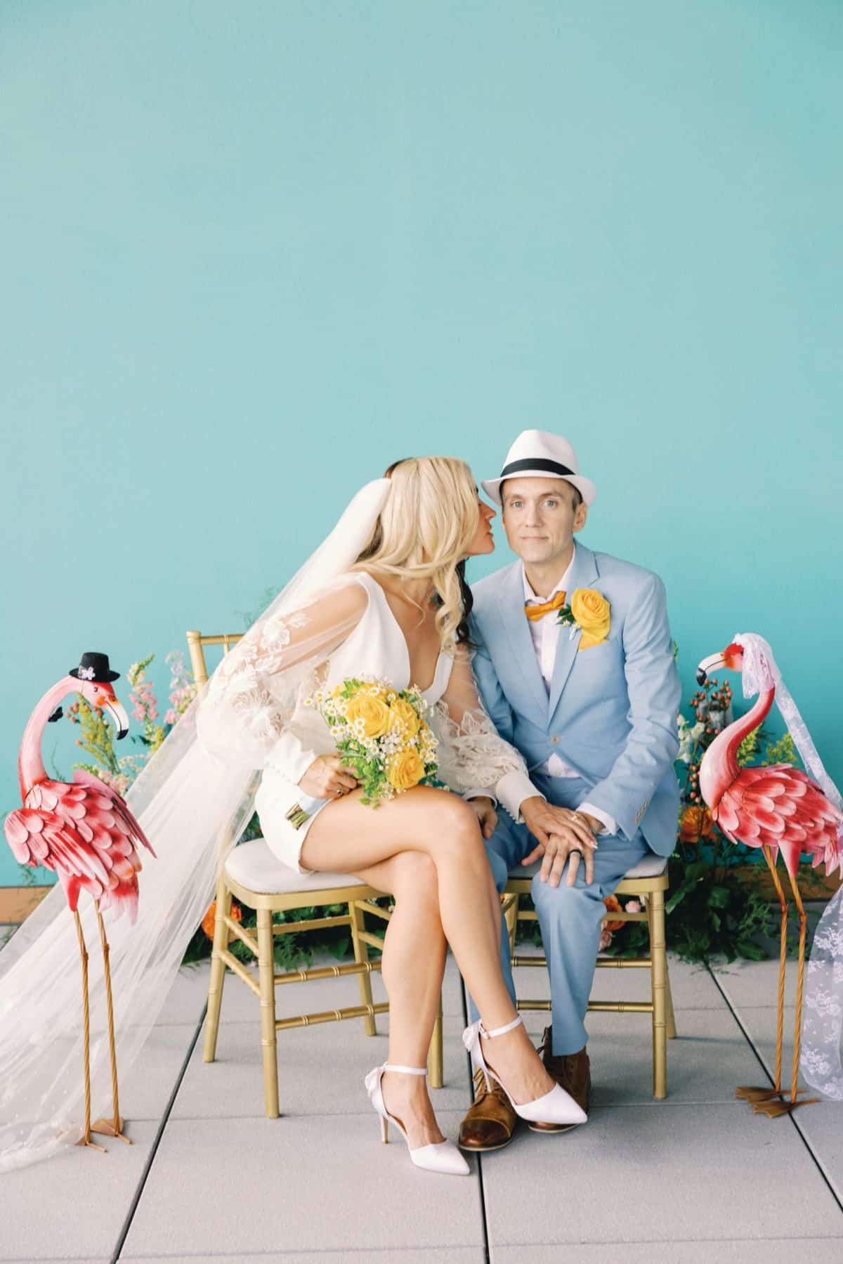 Bride and groom portraits around the WDW Swan Reserve