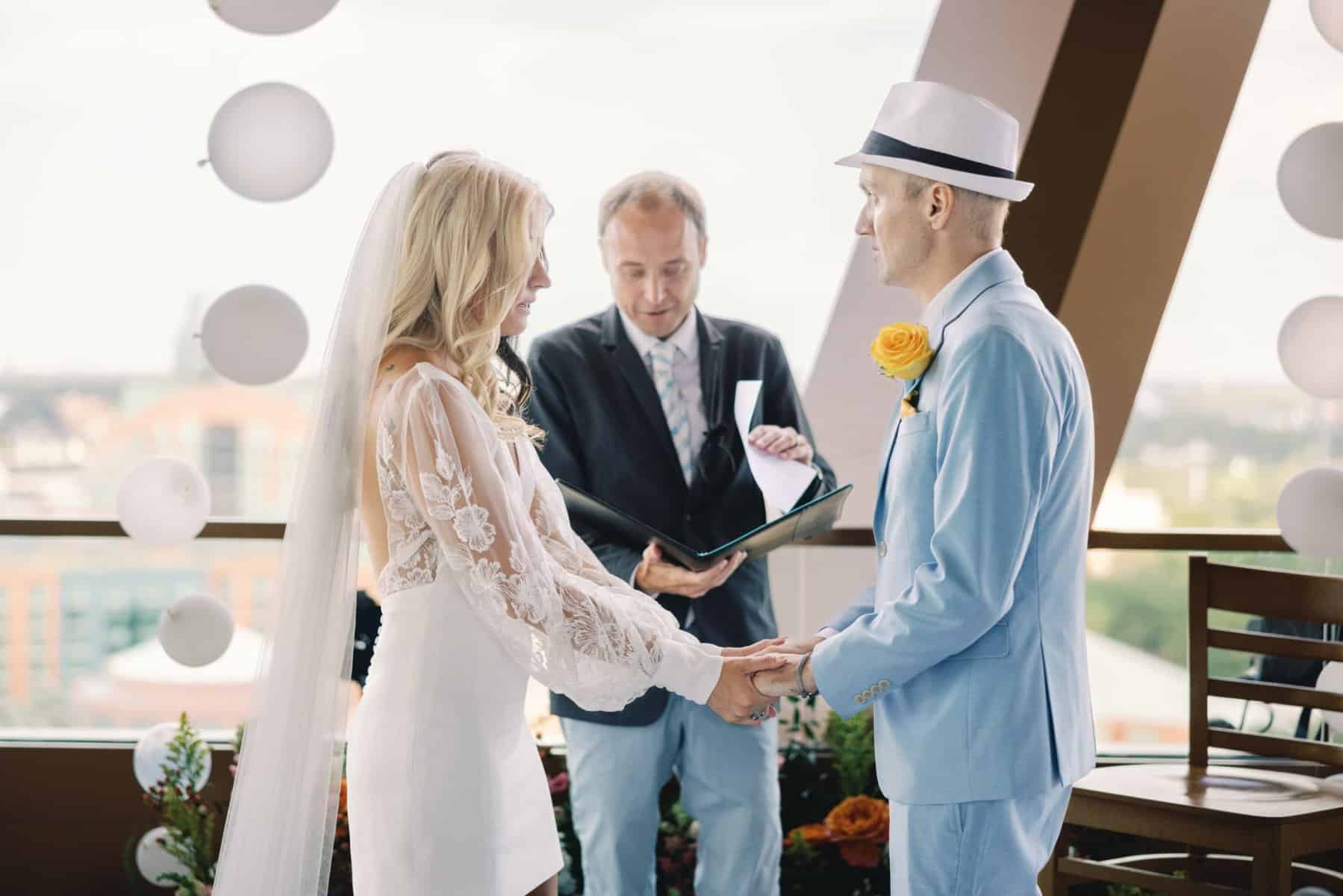 Wedding ceremony on the WDW Swan Reserve's Vue Terrace