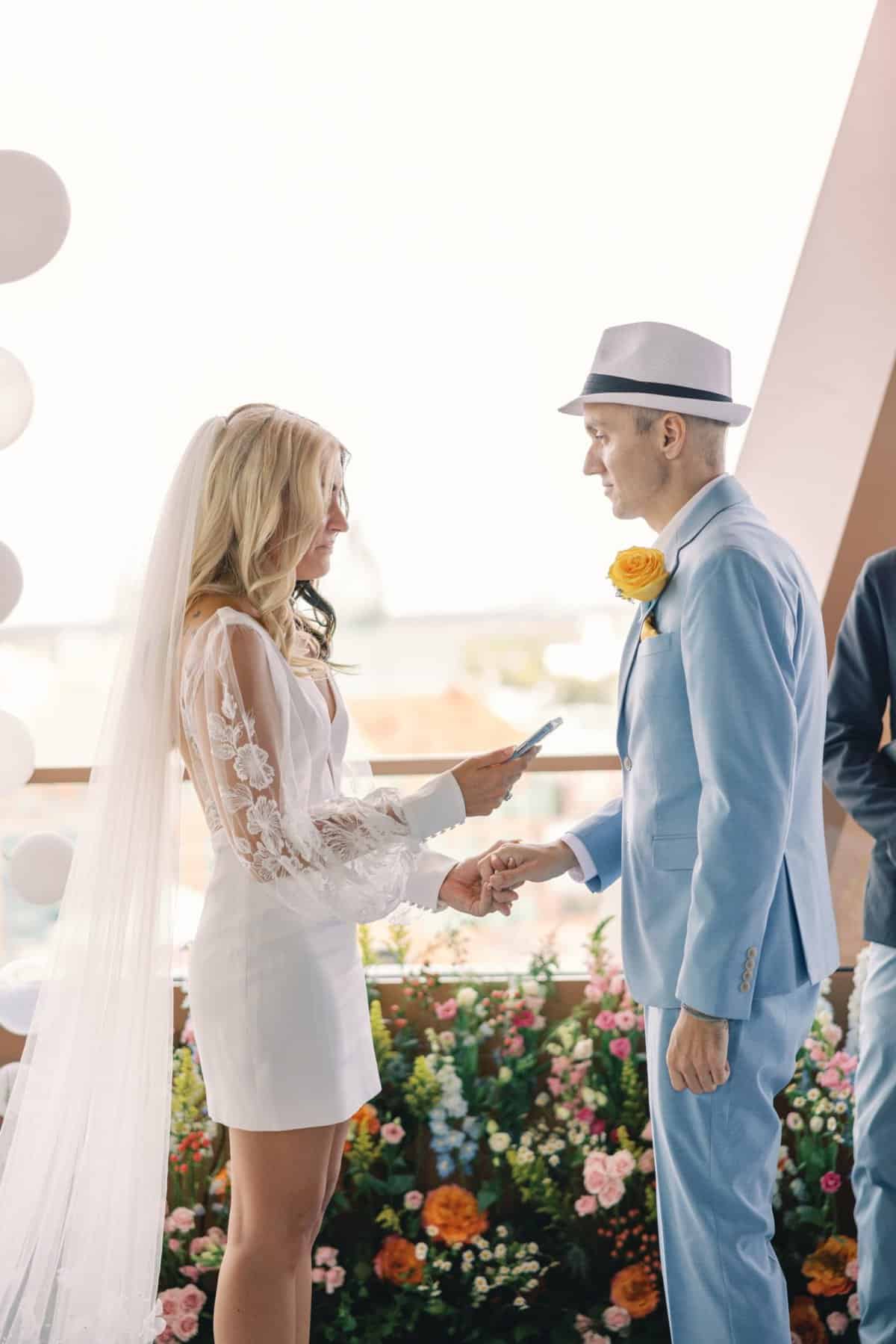 Wedding ceremony on the WDW Swan Reserve's Vue Terrace
