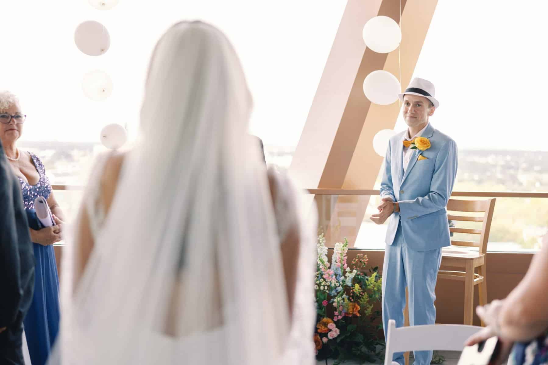 Wedding ceremony on the WDW Swan Reserve's Vue Terrace