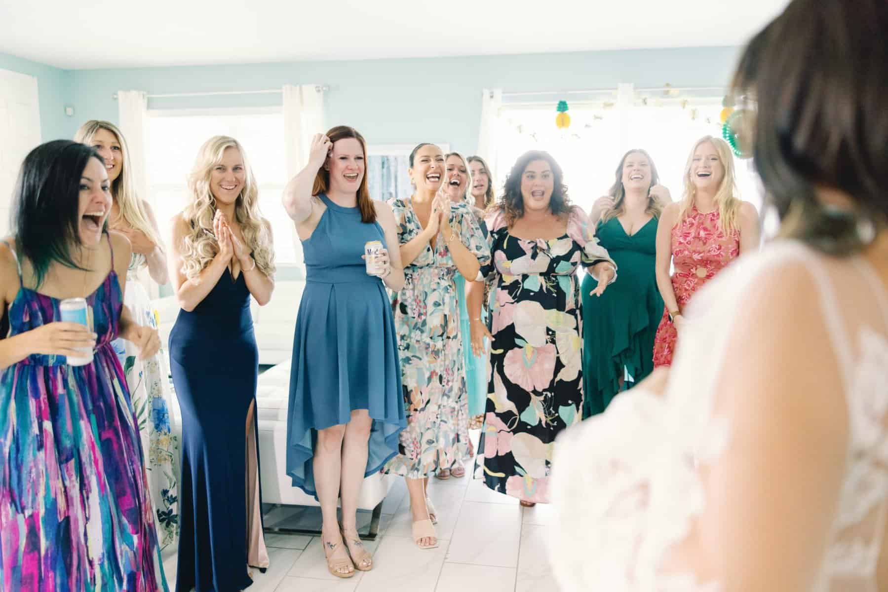 Bride's first look with her friends