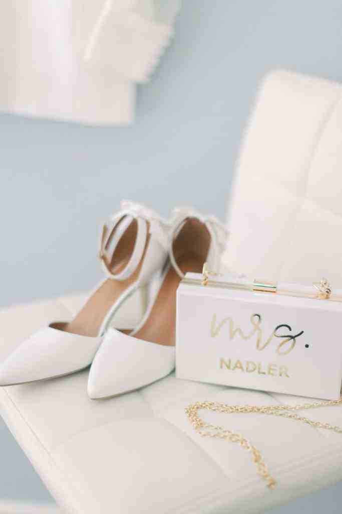 Bride's wedding shoes and purse