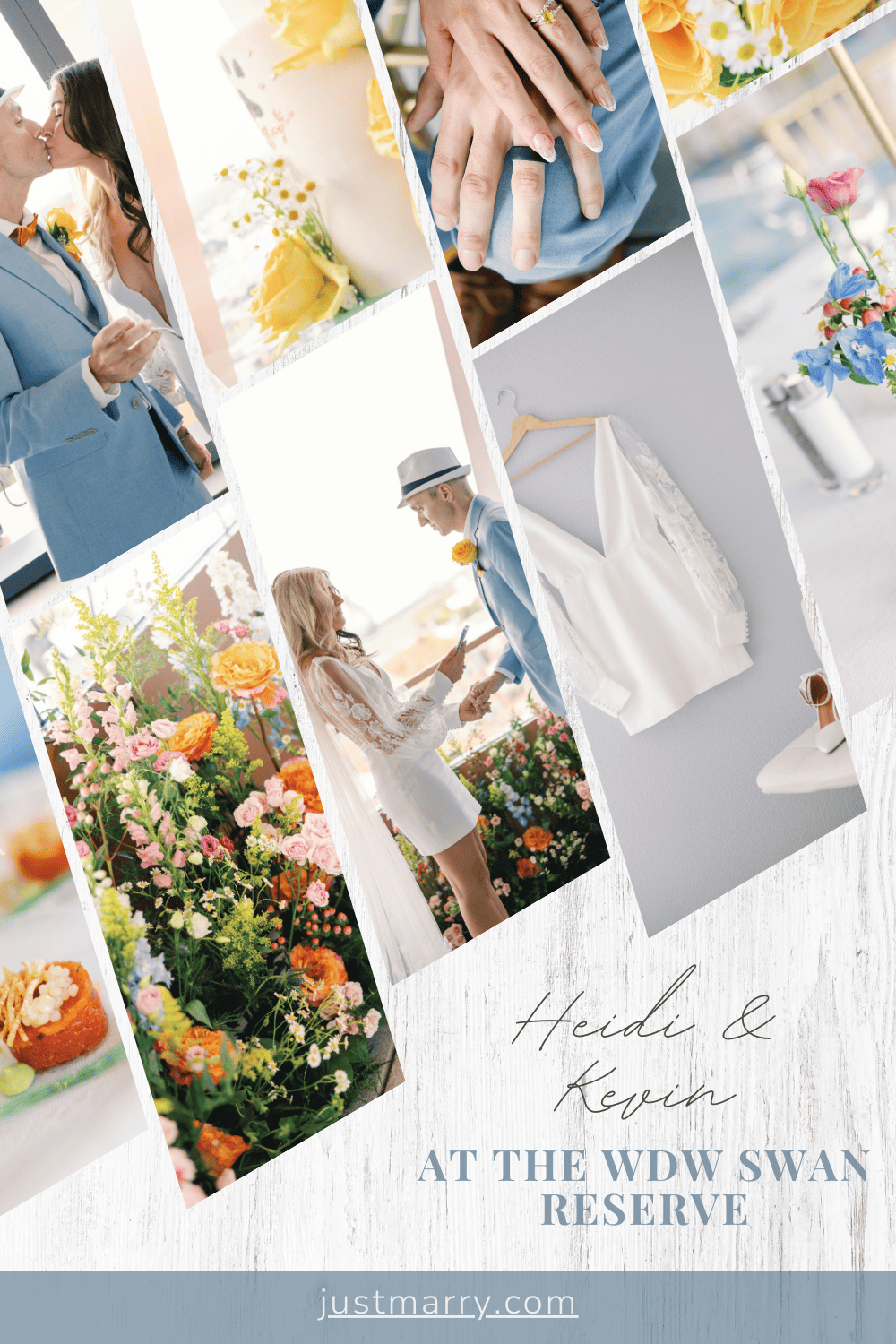 Pinterest pin featuring a summer wedding at the WDW Swan Reserve