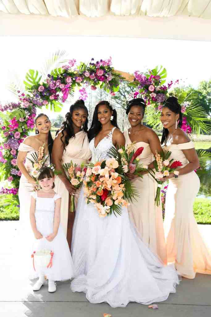 Bride and bridesmaids