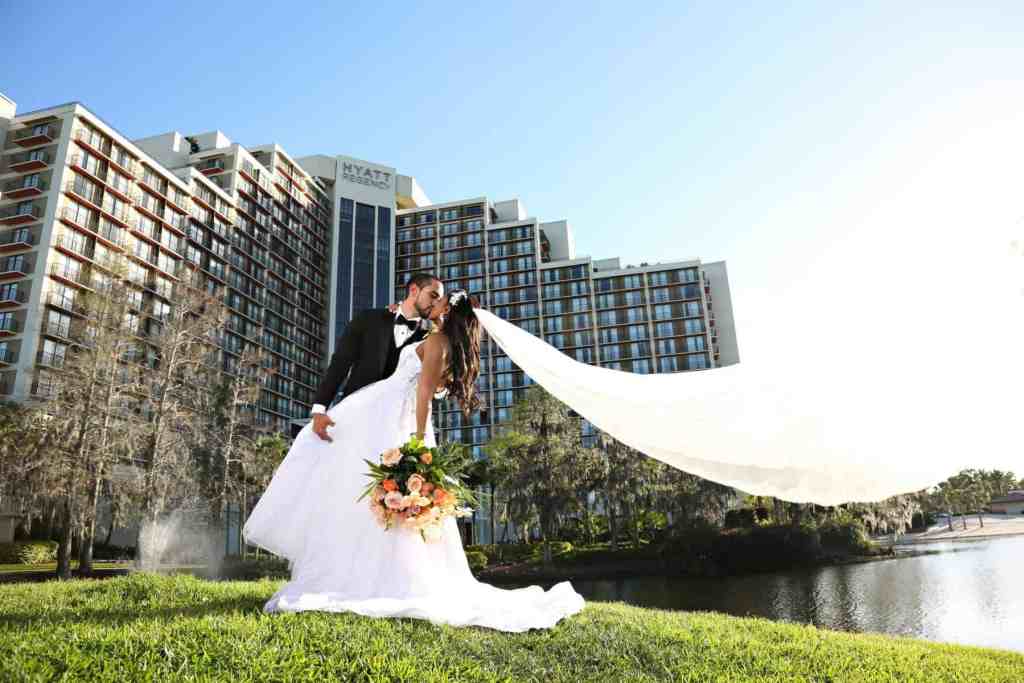 Bride and groom wedding portraits at the Hyatt Regency Grand Cypress in Orlando, Florida