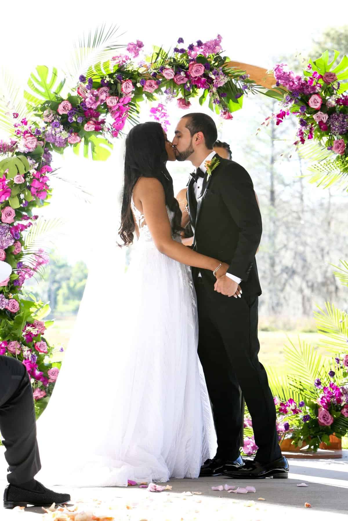 First kiss as Mr and Mrs