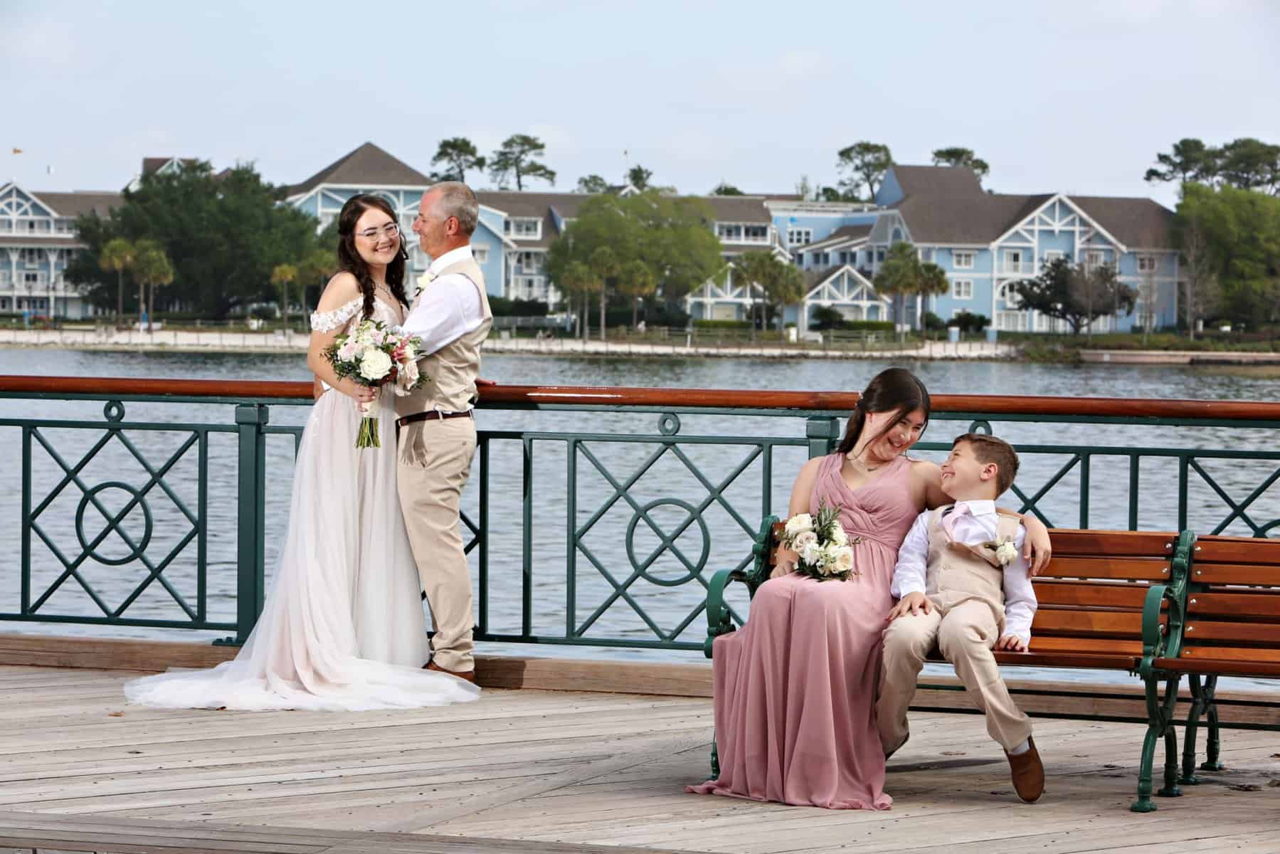 Vow renewal family portraits at Disney Springs