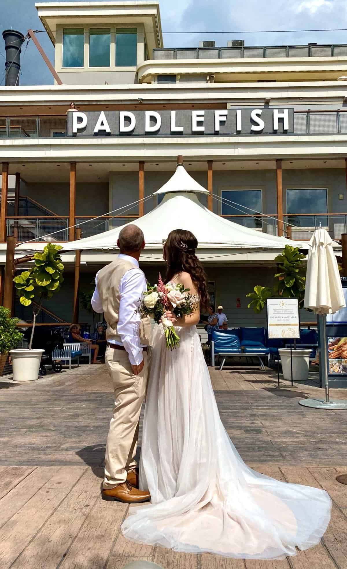 Vow renewal couple portraits at Paddlefish Disney Springs