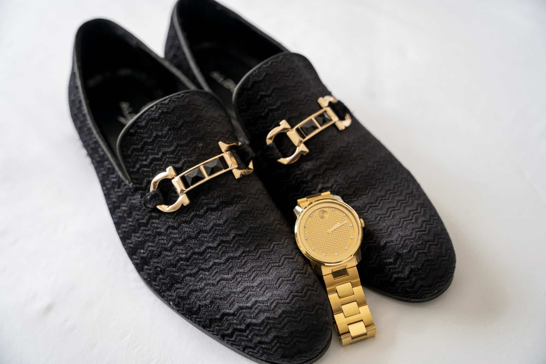 Groom's shoes and watch