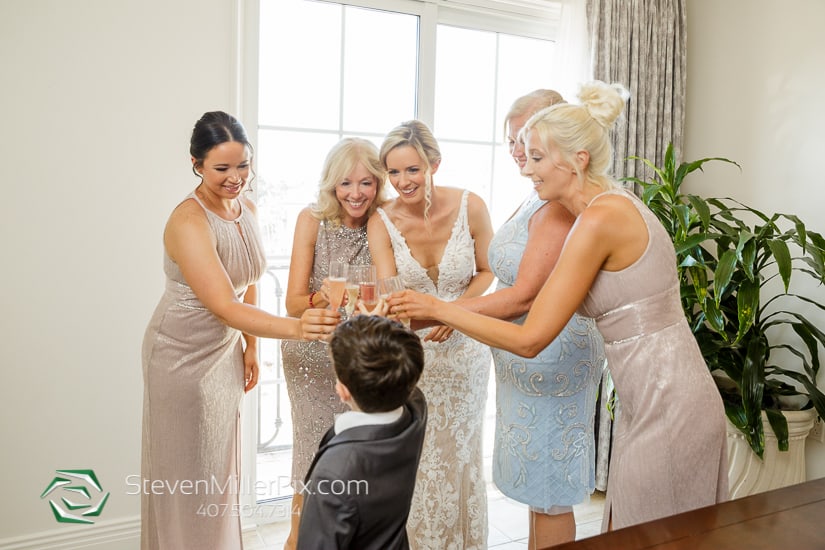 Bride and her family celebrating before the wedding