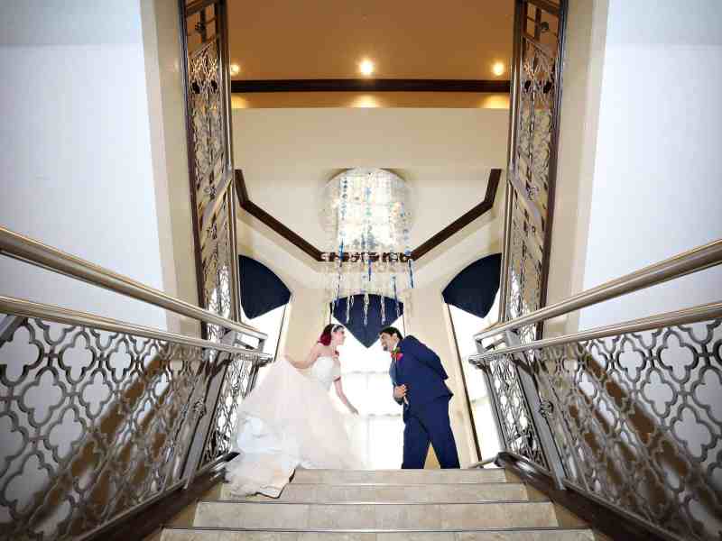 Bride and groom at the Wyndham Grand Orlando Bonnet Creek Resort