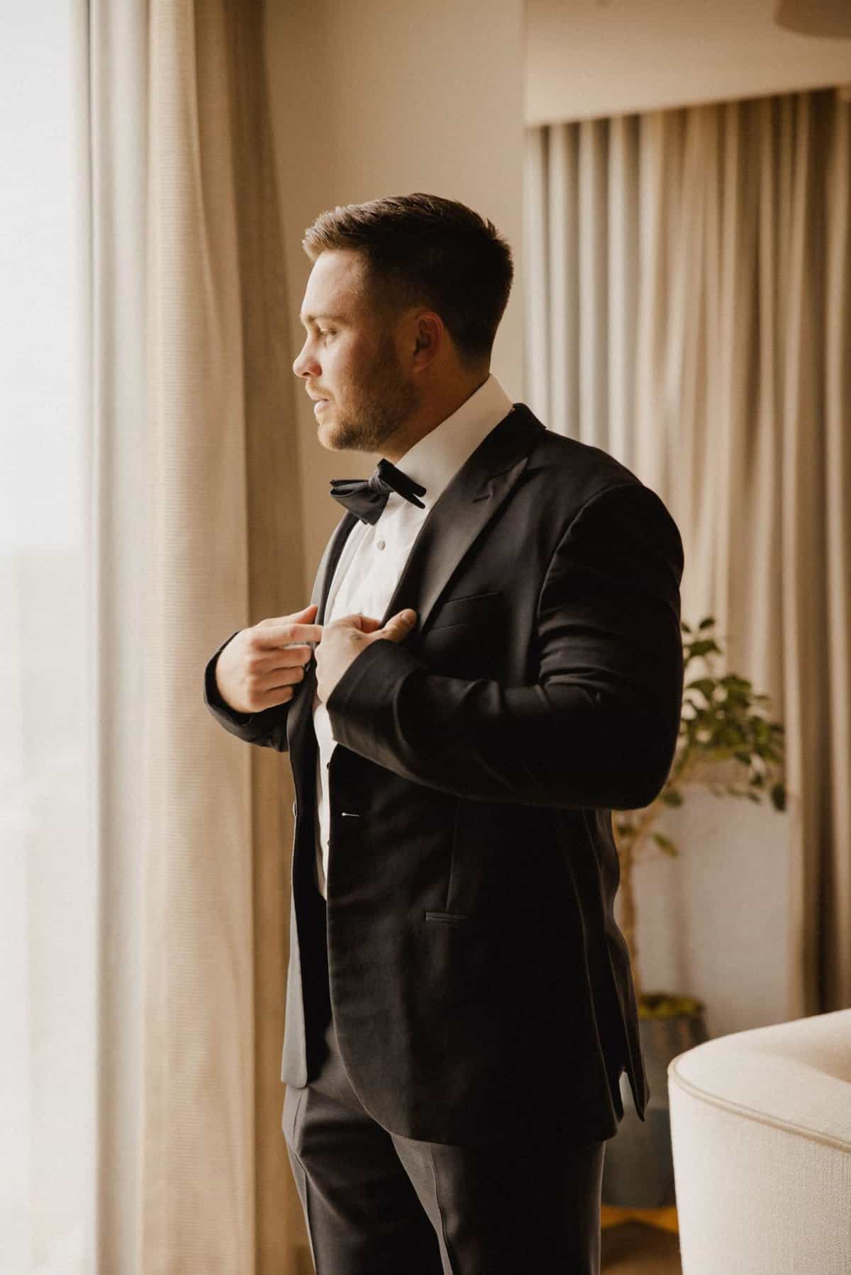 Groom getting ready for the wedding