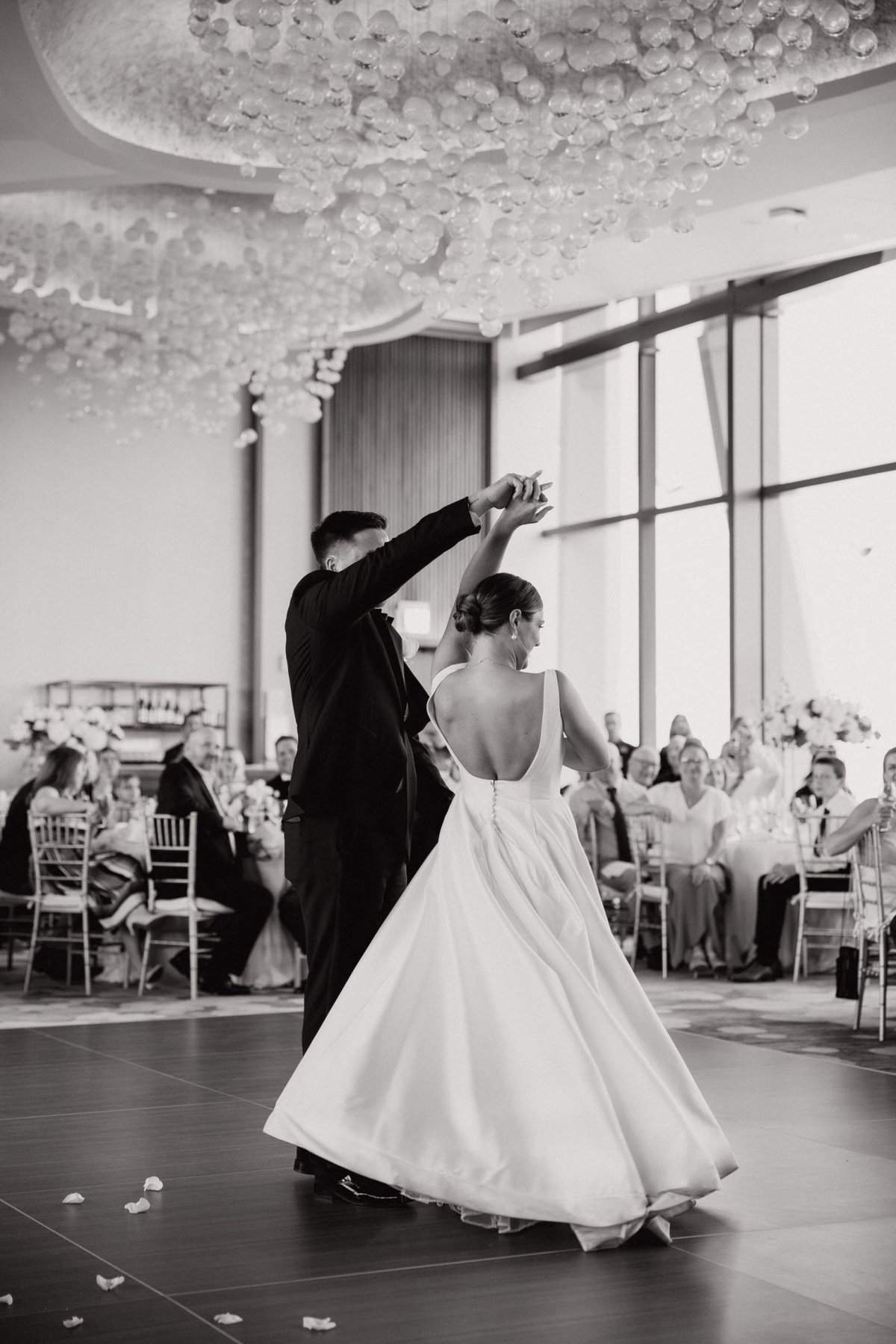 Bride and groom sharing their first dance
