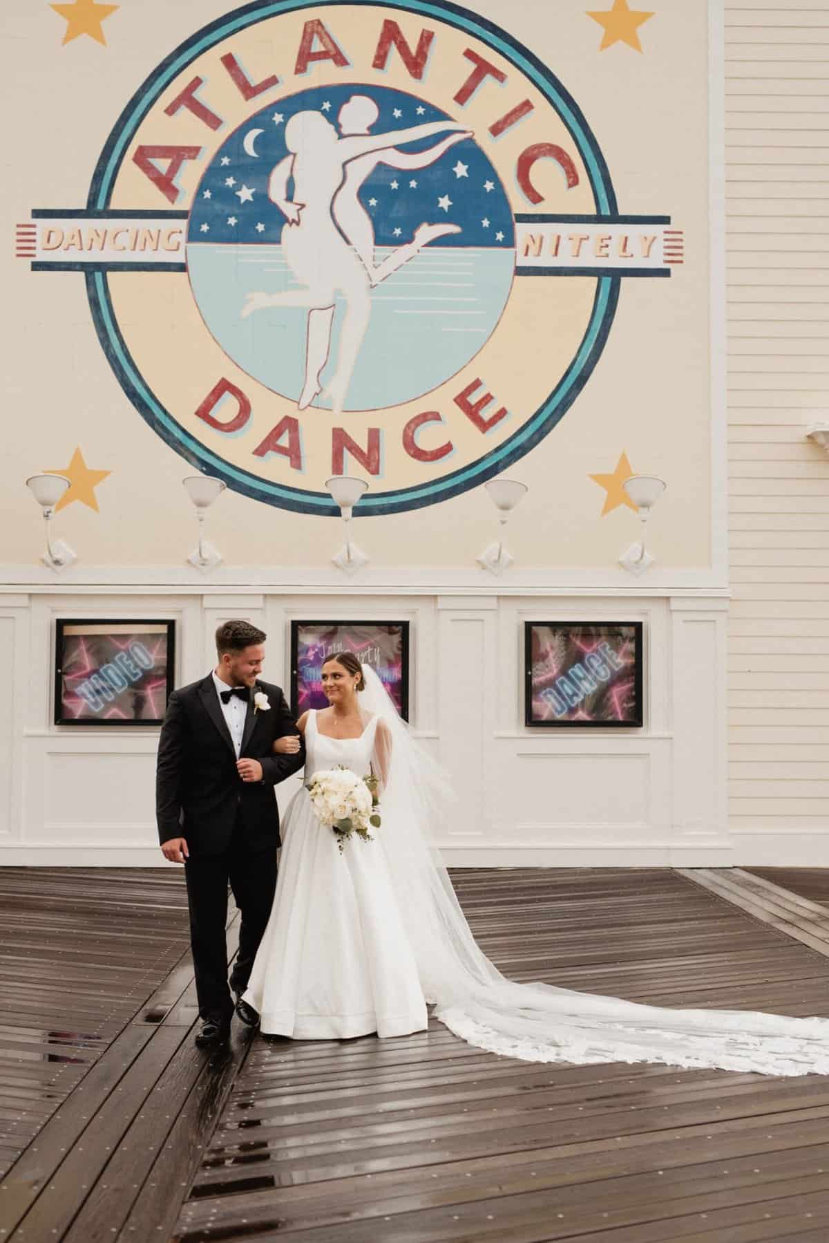 Bride and groom portraits at Disney Springs