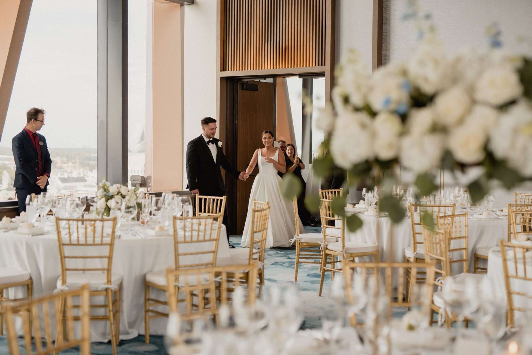 Wedding reception first look at the WDW Swan Reserve