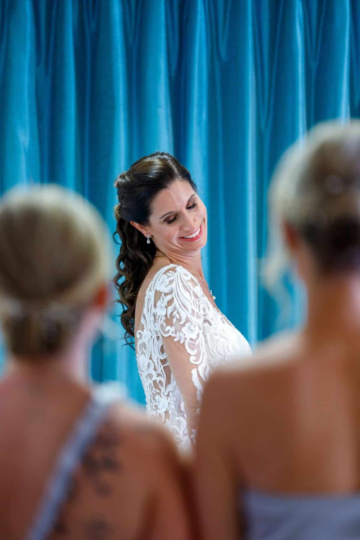 First look between bride and bridesmaids
