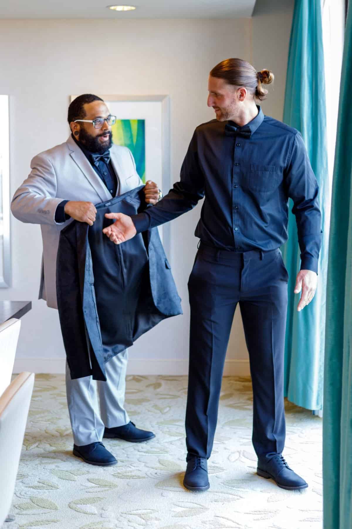 Groom getting ready