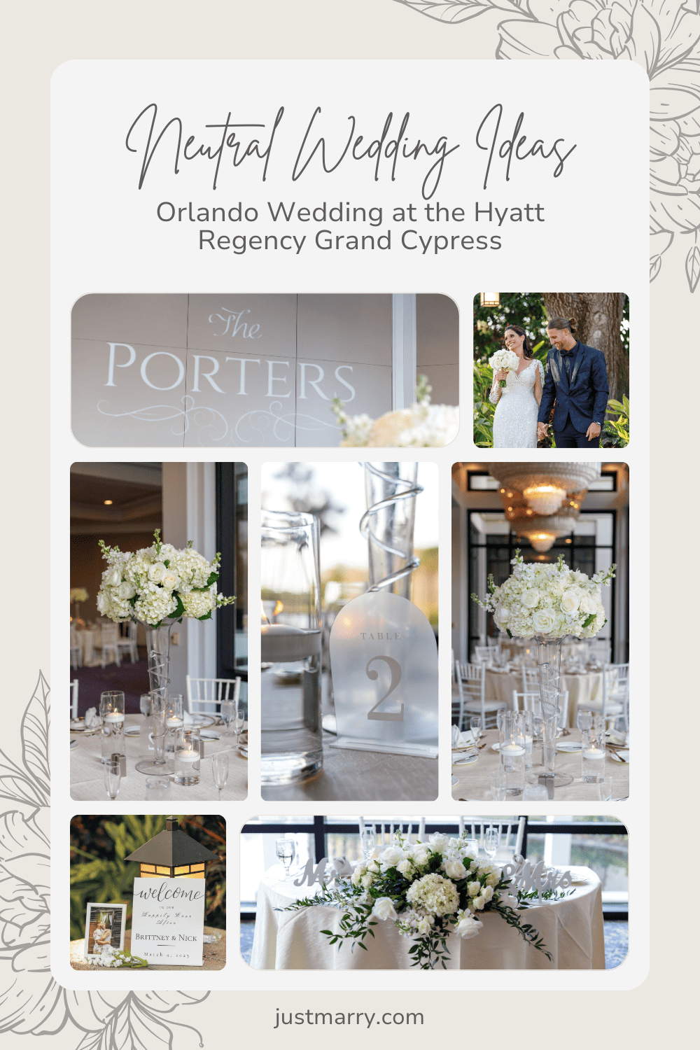 Neutral Wedding at the Hyatt Regency Grand Cypress - Just Marry Weddings - Photolosity - Pinterest Pin