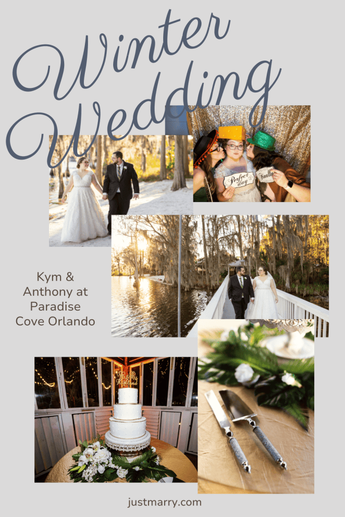 Pinterest collage for an outdoor winter wedding at Paradise Cove Orlando