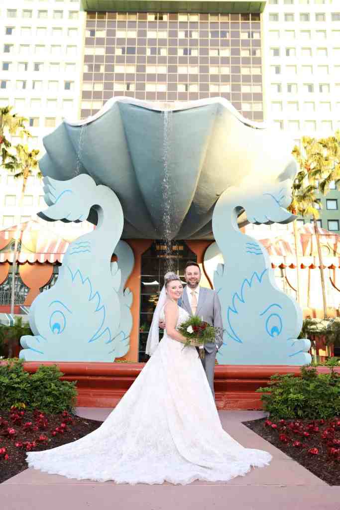 Bride and groom portraits at the WDW Swan and Dolphin Resort