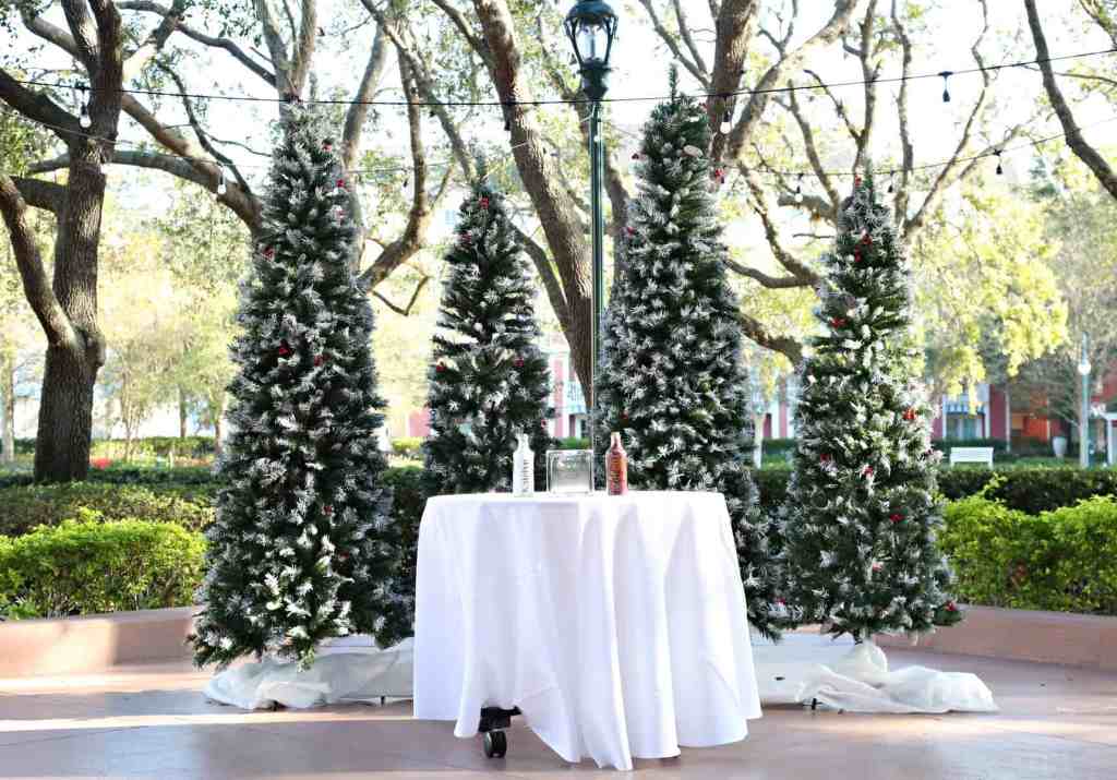 Christmas wedding ceremony decor trees