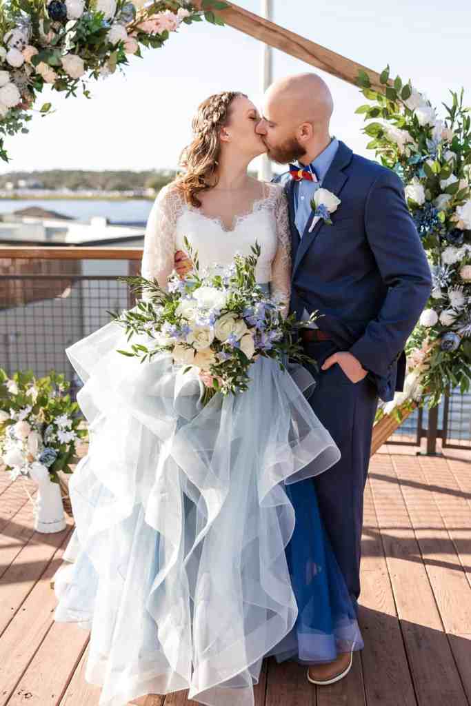 Bride and groom portraits at Paddlefish Disney Springs