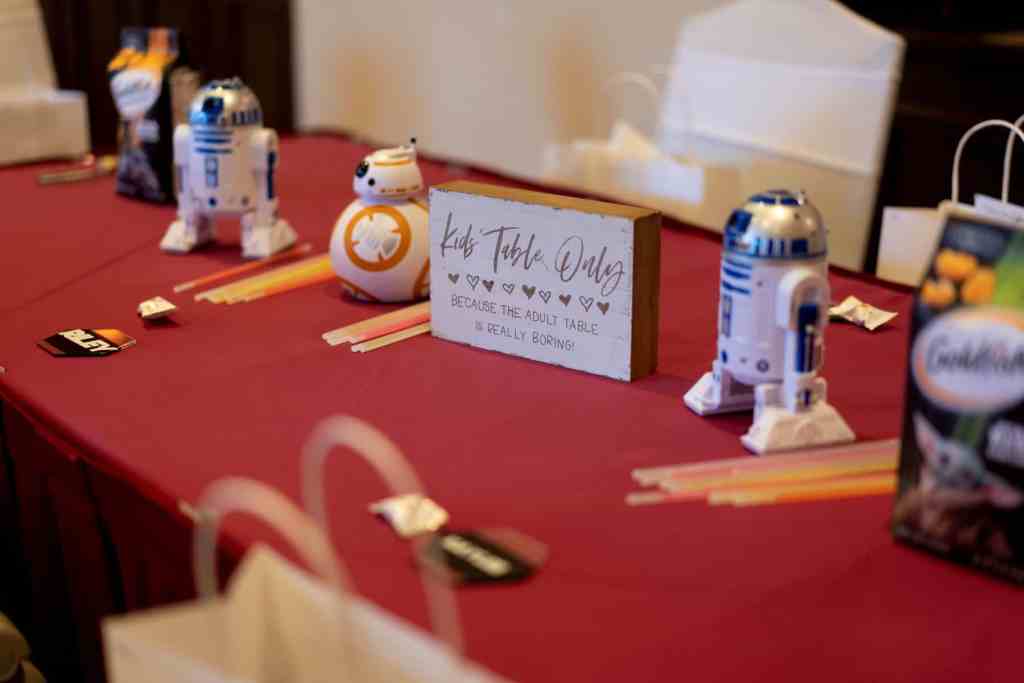 Kids table at Rosen Shingle Creek Resort wedding - Burgundy and Blush Star Wars wedding