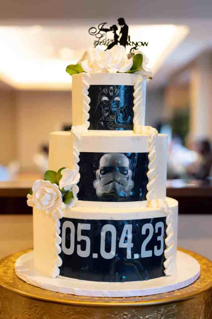 Star Wars themed wedding cake with May the Fourth
