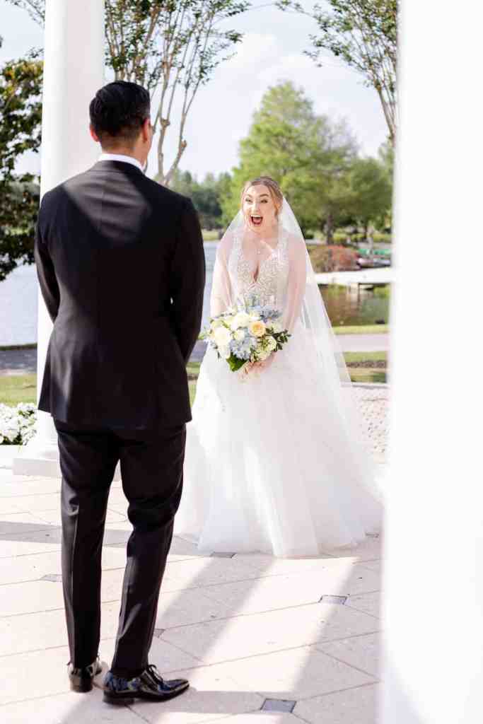 Bride and groom's first look