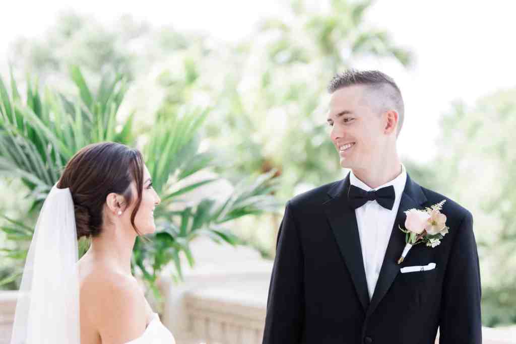 Bride and groom's first look