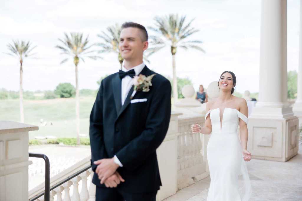 Bride and groom's first look