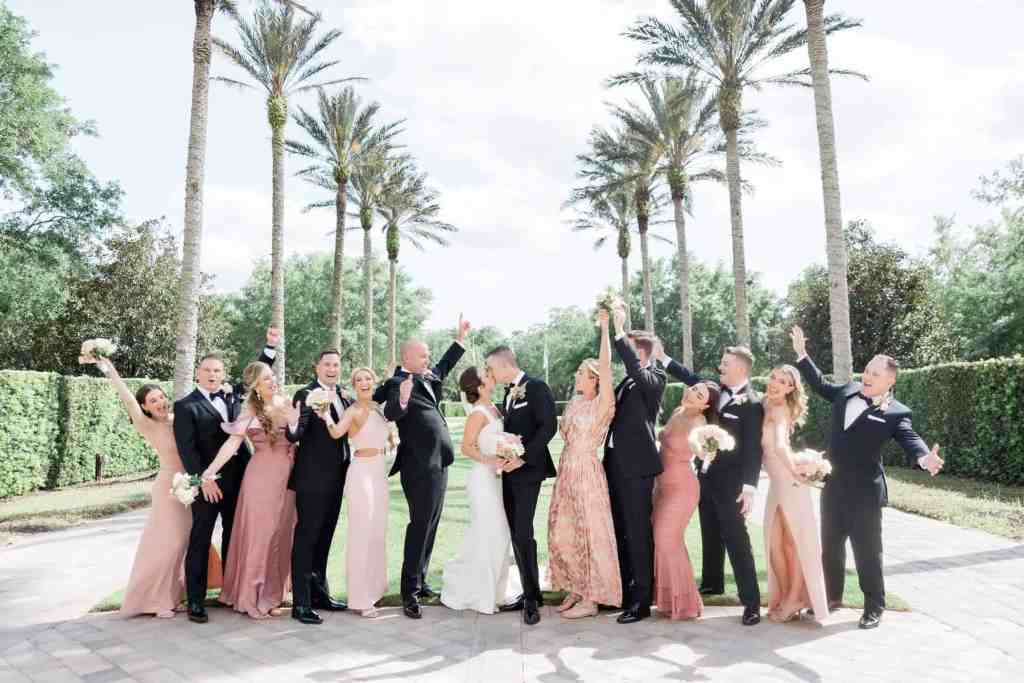 Wedding portraits with the groomsmen and bridesmaids