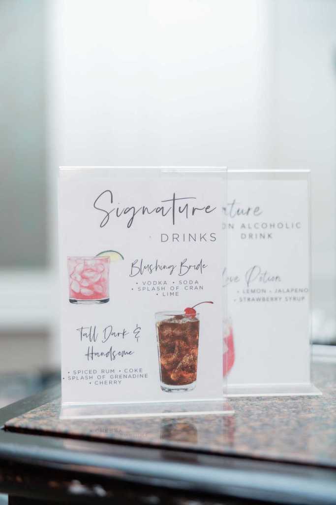 Signs for signature drinks