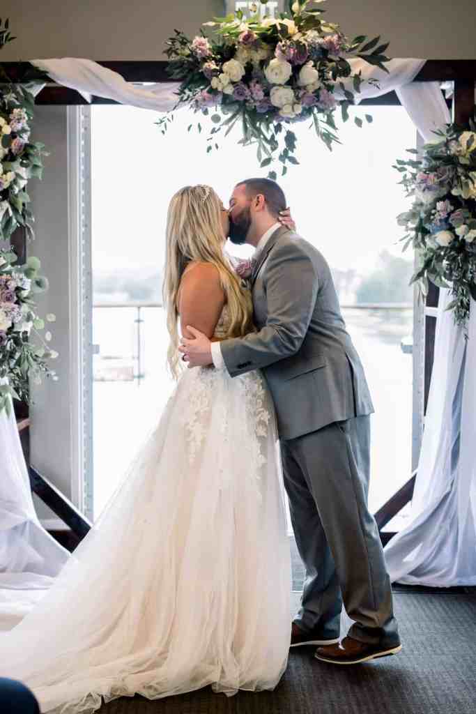First kiss as Mr and Mrs
