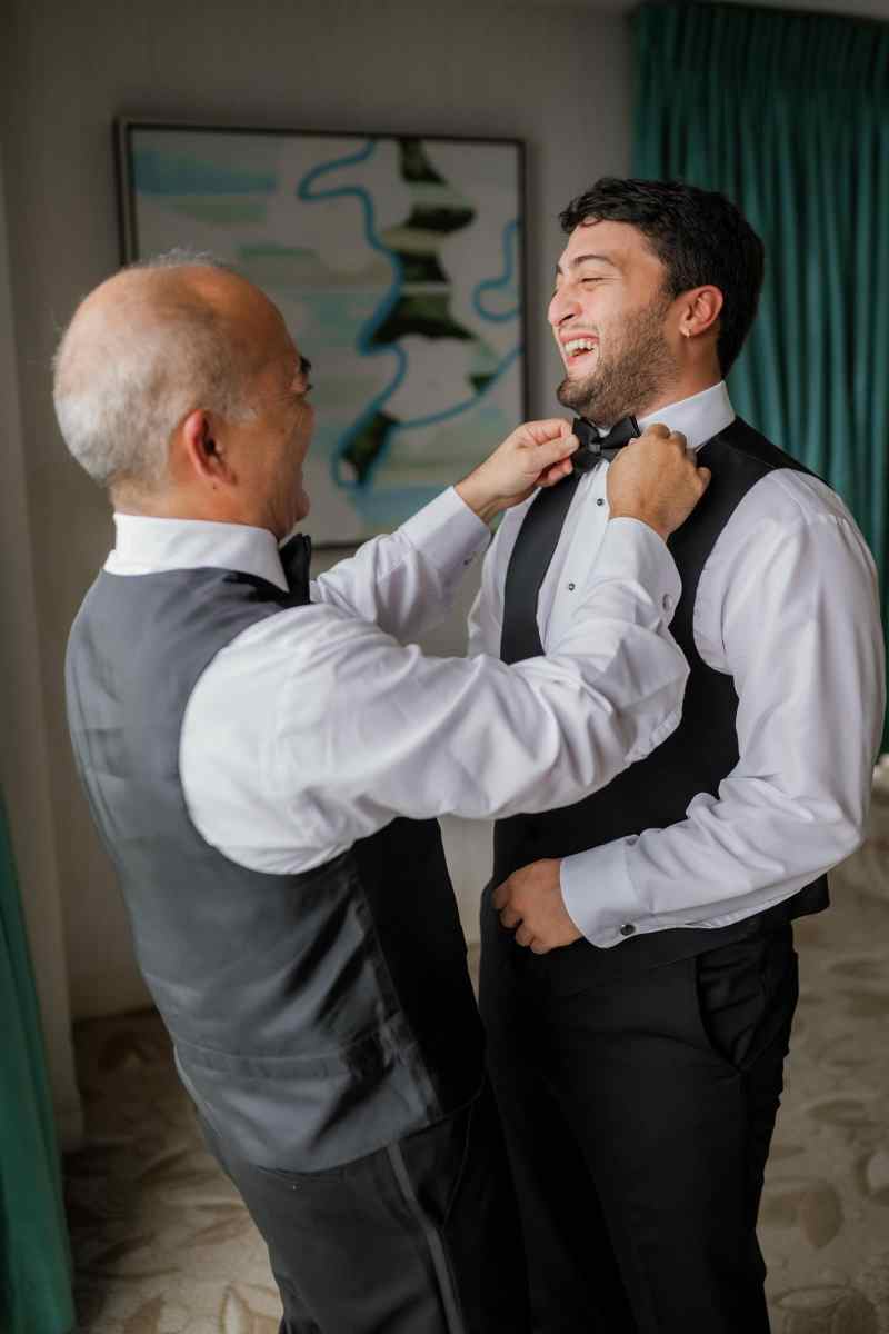 Groom getting ready